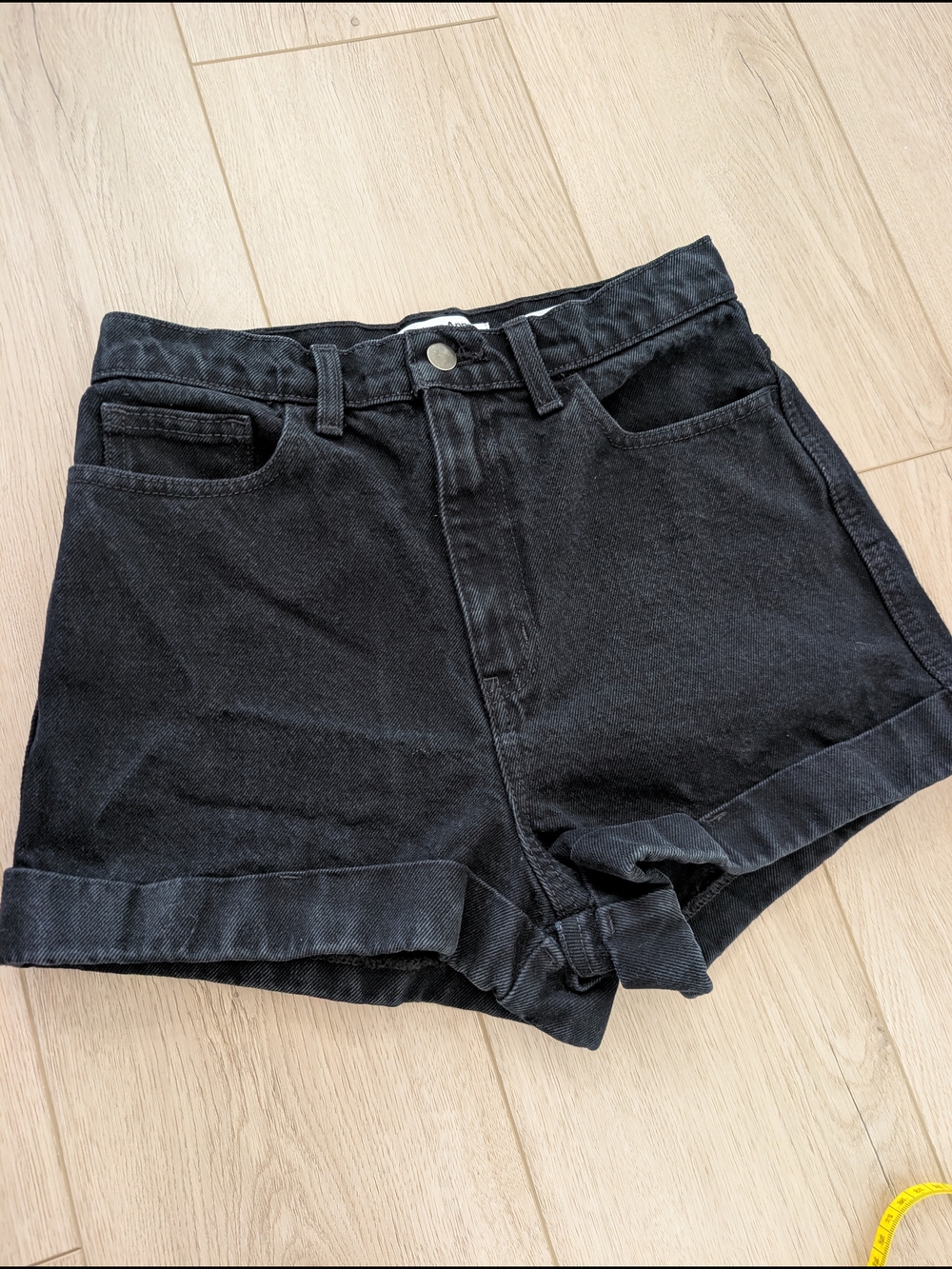 American Apparel Black High-Rise Denim Shorts - Picture 9 of 10